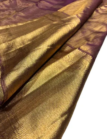 Maroon Tissue with Geometric Pattern | Gold Zari Border Kanchipuram Handloom Silk Saree