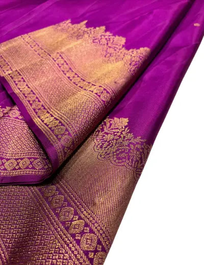 Purple with Small Putta Motifs | Intricate Zari Border | Inspired by Aditi Rao Hydari