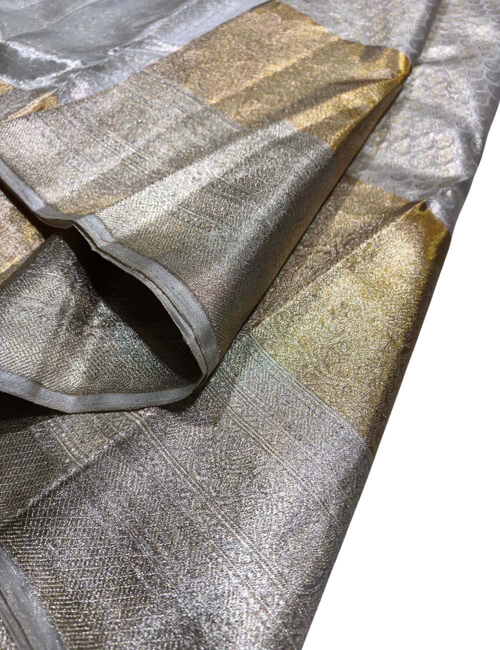 Kanchipuram Silver Tissue Silk Saree – Inspired by Rekha Mam