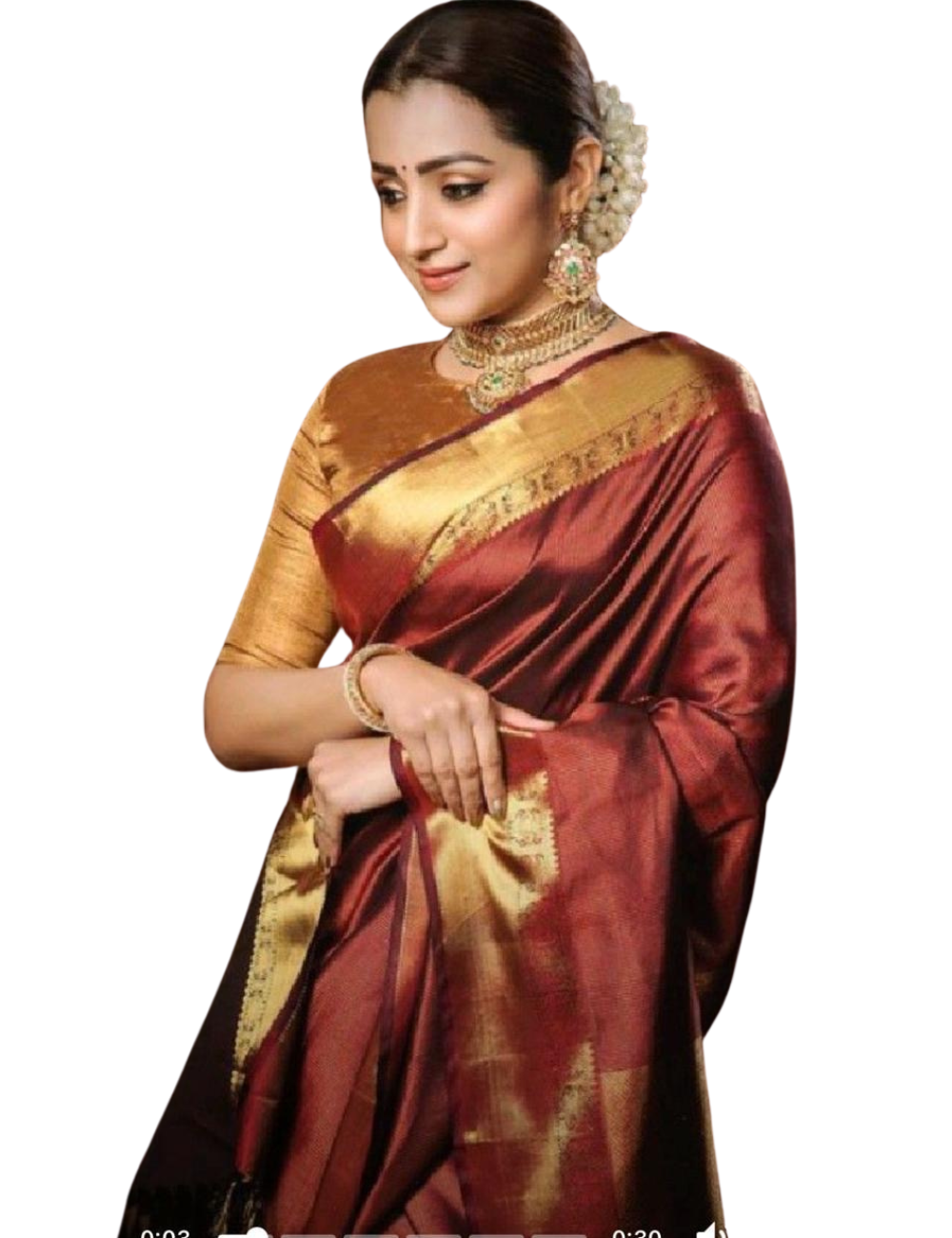 Rich Maroon Kanchipuram Silk Saree with Full Zari Work