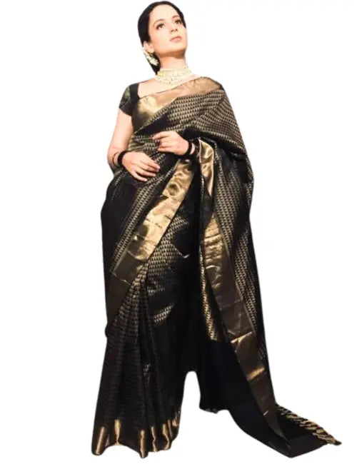 classic black with rich gold zari