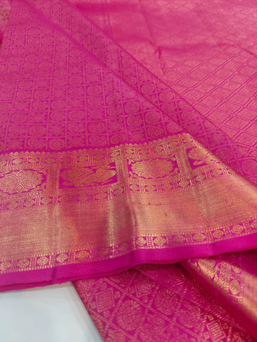 Rani Pink with Rich Gold Zari Geometric Body & Grand Pallu