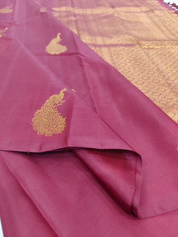 Pure Handloom Kanchipuram Silk Saree – Light Blue with Gold & Silver Zari Annam and Elephant Border
