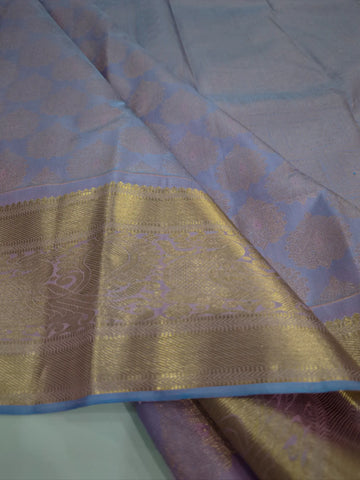 Lavender Blue with Gold Zari Floral Butti